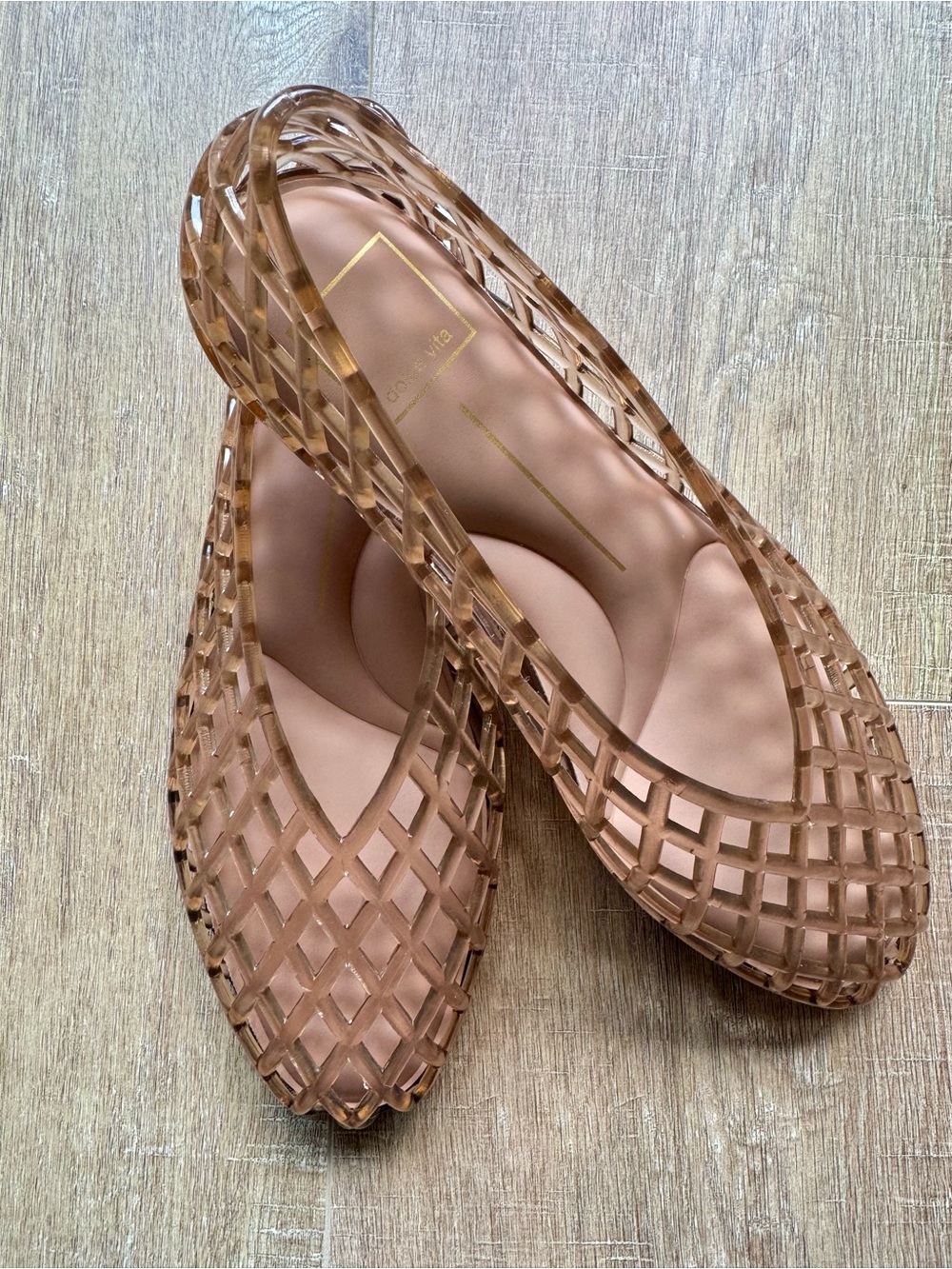 Dolce Vita Nude/Tan Lattice Jelly Flats - Picture 4 of 5